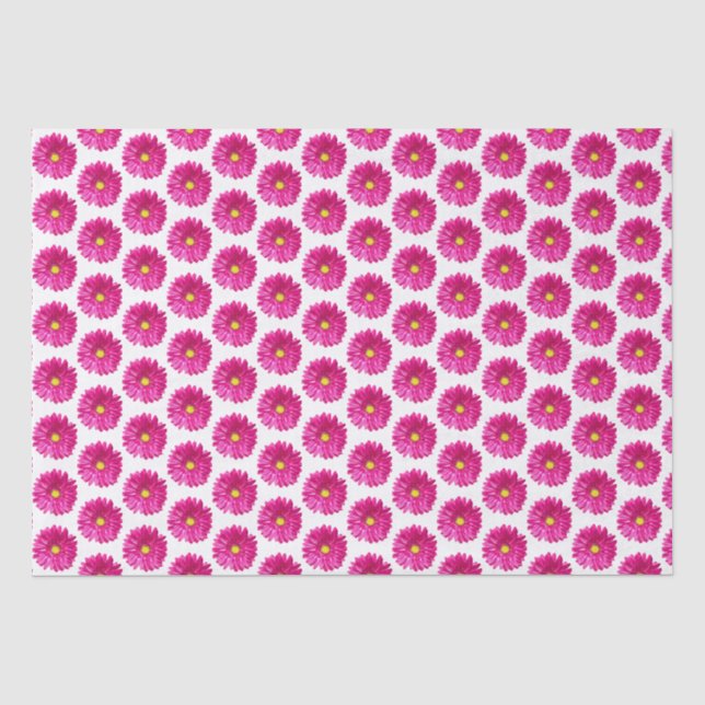 Hot Pink Daisy Floral Tissue Paper  (Front)