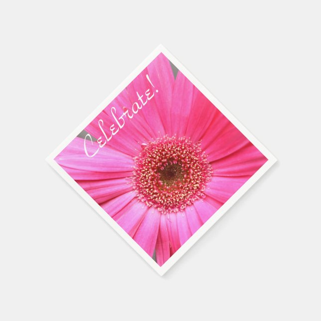 Hot Pink Daisy Napkins (Corner)