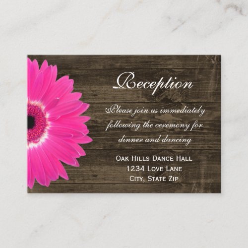 Hot Pink Daisy Wedding Reception Direction Card Business Cards