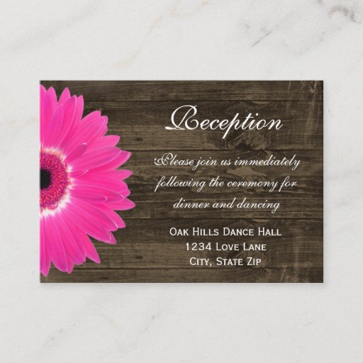 Customizable Hot Pink Daisy Wedding Reception Direction Card Business Cards
