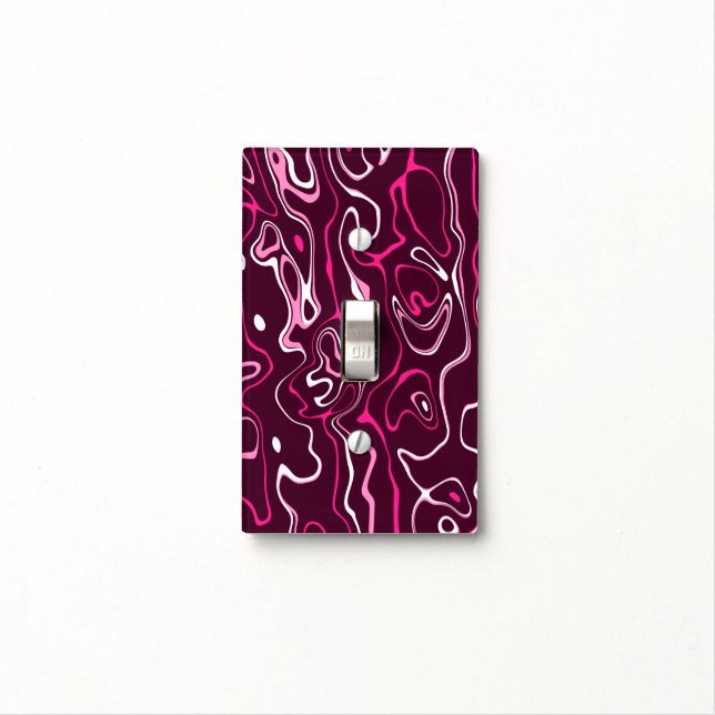 Hot pink damascus abstract swirls cool pattern light switch cover (In Situ)