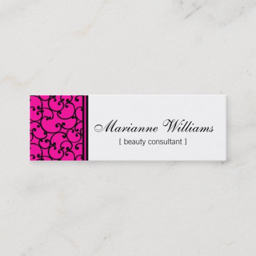Hot Pink Damask Beauty Micro Mini Business Cards