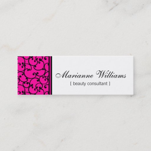 Customizable Hot Pink Damask Beauty Micro Mini Business Cards