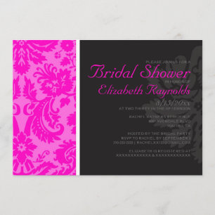 Hot Pink Damask Bridal Shower Invitations