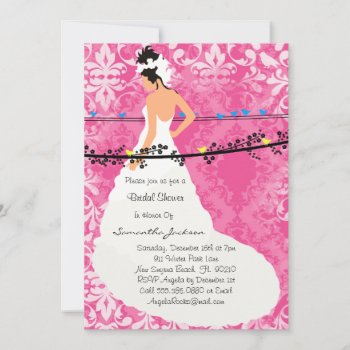 Hot Pink Damask Bride Bridal Shower Invite by ForeverAndEverAfter at Zazzle