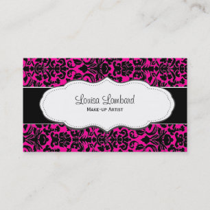Hot Pink Damask Business Cards