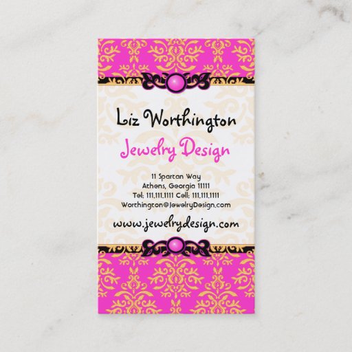Customizable Hot Pink Damask for Fashion Designer, Stylist Business Cards