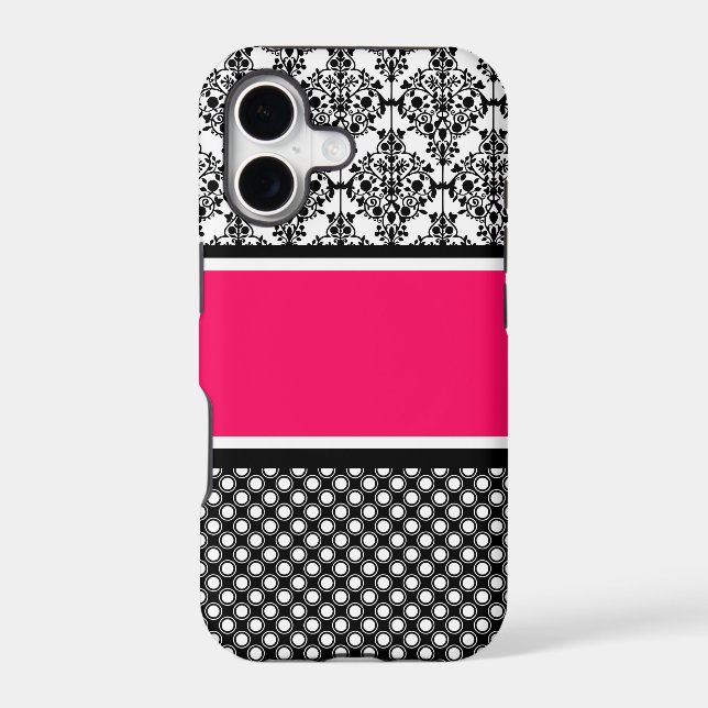 hot pink damask iphone case (Back)