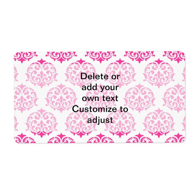 Hot pink damask label (Front)