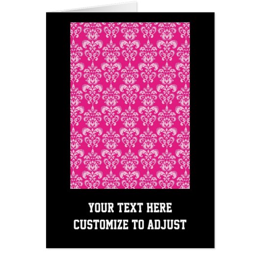 Hot pink damask pattern cards (Front)