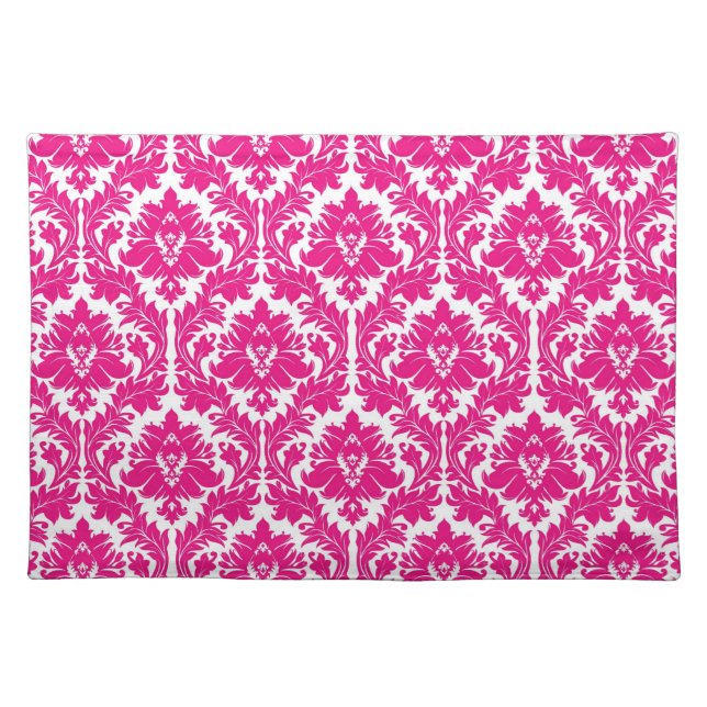 Hot Pink Damask Placemat (Front)