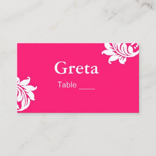 Customizable Hot Pink Damask Table Place Card Holders Business Card Template