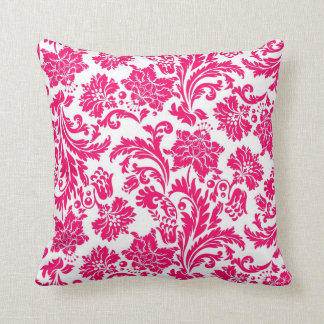 Hot Pink Damask Throw Pillow