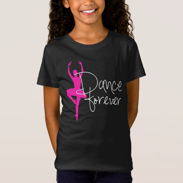 Hot Pink Dancer Silhouette Dance Forever T-Shirt (Front)