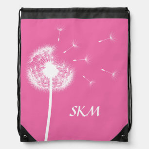 Hot Pink Dandelion Drawstring Backpack