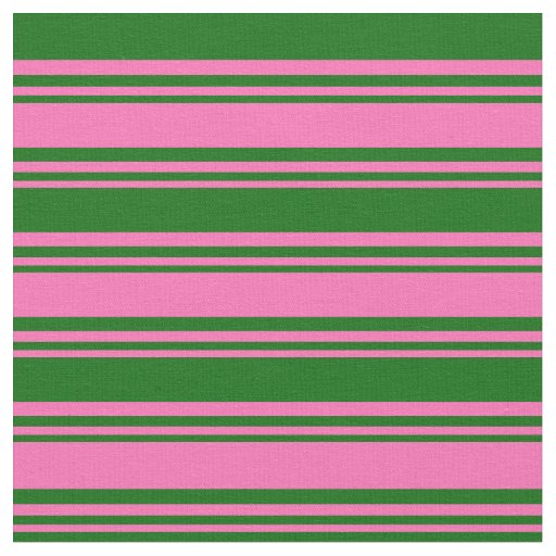 Hot Pink & Dark Green Colored Stripes Fabric