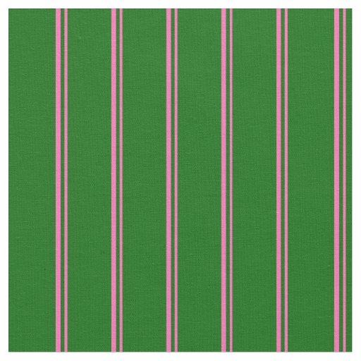 Hot Pink & Dark Green Colored Stripes Pattern Fabric