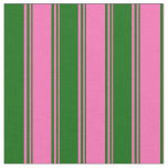 [ Thumbnail: Hot Pink & Dark Green Lines Pattern Fabric ]