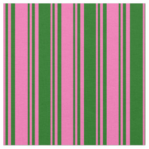 Hot Pink & Dark Green Stripes Fabric