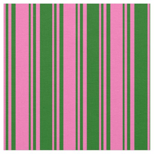 Hot Pink & Dark Green Stripes Fabric