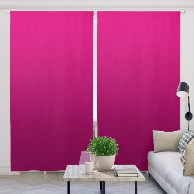 Hot Pink Dark Magenta Gradient Blackout Curtains (Living Room)