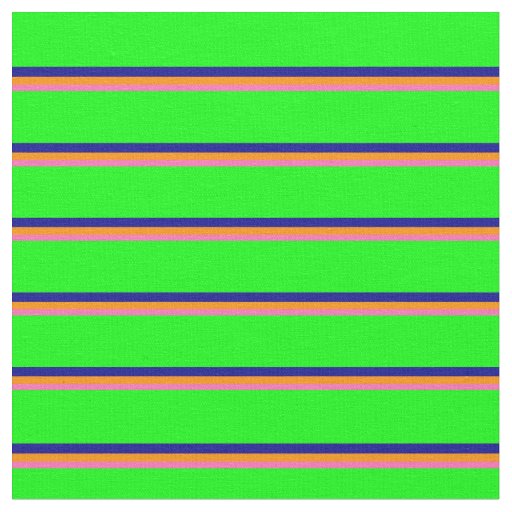 Hot Pink, Dark Orange, Dark Blue & Lime Lines Fabric