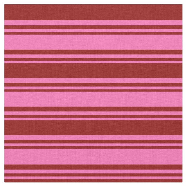 Hot Pink & Dark Red Stripes Fabric (Close Up)