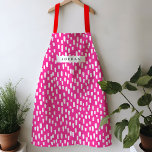 Hot Pink Dashing Apron<br><div class="desc">Bright and cheerful, this vibrant colored apron features hand-drawn dashes for a playful pattern year round. Personalize with your own name or give as a practical and thoughtful gift!</div>