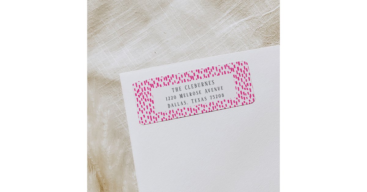 Pink Return Sign Hot Pink Dashing Return Address Label | Zazzle