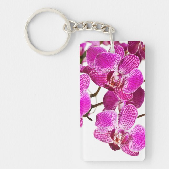 Hot Pink Dendrobium Orchid - Orchids Background Keychain (Front)