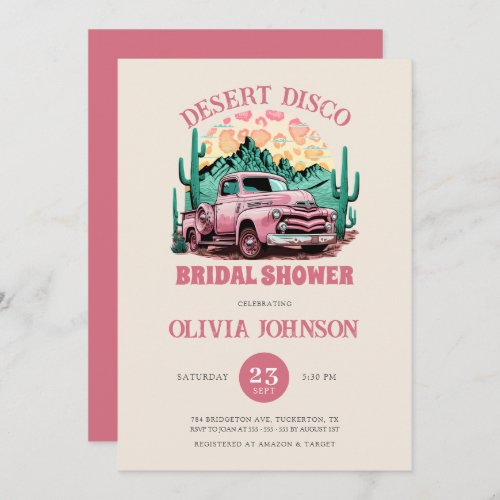 Hot Pink Desert Disco Bridal Shower Invitation