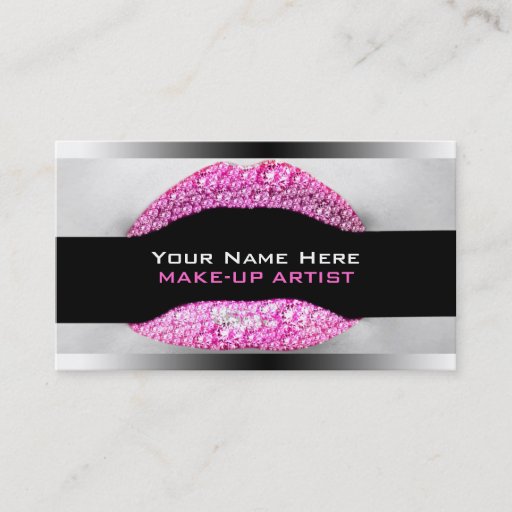 Customizable Hot Pink Diamond Bling Make-Up Artist Biz Card Business Card