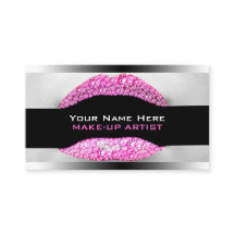 Hot Pink Diamond Bling Make-Up Artist Biz Card