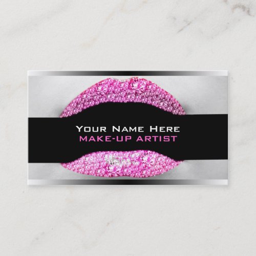 Hot Pink Diamond Bling MakeUp Artist Biz Cards Business Card Template