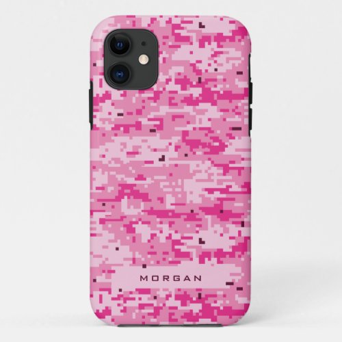 Hot Pink Digital Urban Camo Pattern Name iPhone 11 Case