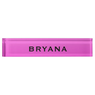 Hot Pink Dipped Modern Bright Personalized Desk Name Plate