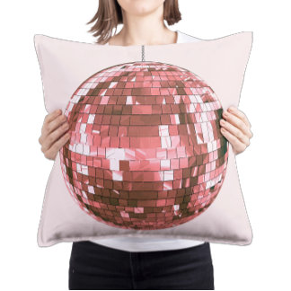 Hot Pink Disco Ball, Girly Bedroom Accent, Retro Throw Pillow