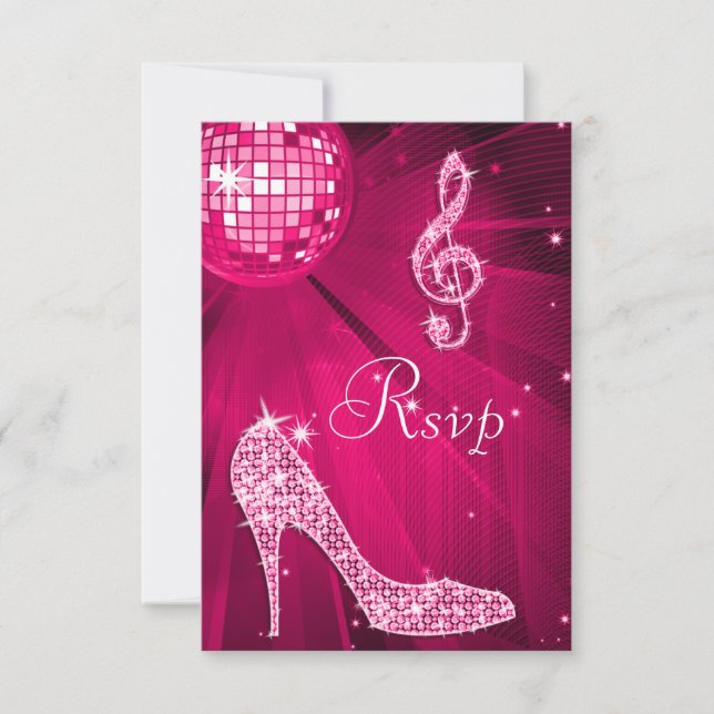 Hot Pink Disco Ball Sparkle Heels RSVP (Front)