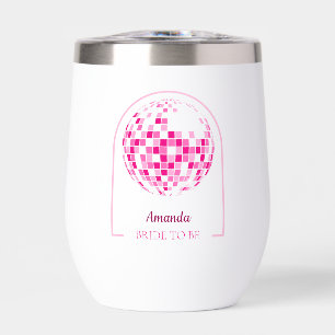 Hot Pink Disco Boogie Bridal Shower Thermal Wine Tumbler