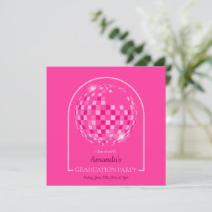 Hot Pink Disco Boogie Graduation Party Invitation
