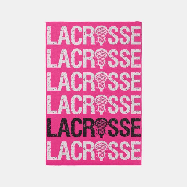 Hot Pink Distressed Lacrosse Word Rug (Front (Vertical))
