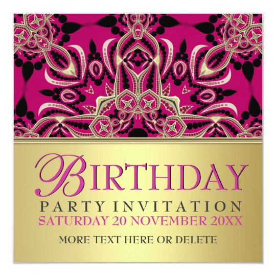 Hot Pink Diva Gal Birthday Party Invitations
