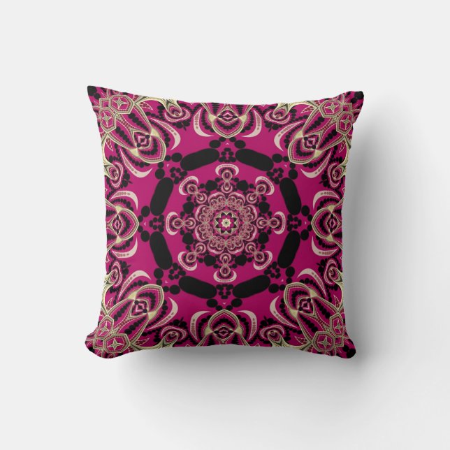 Hot Pink Diva Geometric Pattern Cushion Pillow (Front)