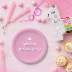 Hot Pink Doll Invite, Fashion Doll Party Paper Plates