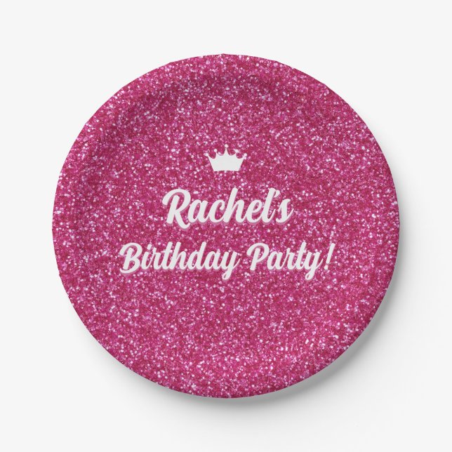 Hot Pink Doll Invite, Fashion Doll Party Paper Plates (Front)