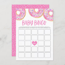 Hot Pink Donuts Baby Shower Bingo Game Card