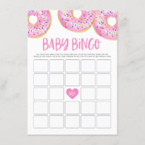 Hot Pink Donuts Baby Shower Bingo Game Card