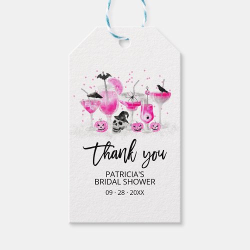 Hot Pink Drinks Halloween Bridal Shower Thank You Gift Tags