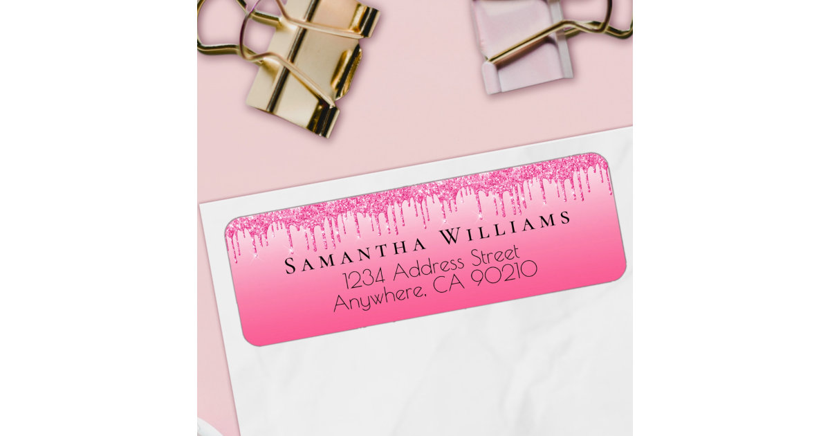 Glam Faux Rose Gold Glitter Return Address Labels, Zazzle