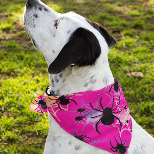 Hot Pink Eek Chic Spider Web Bandana for Pets